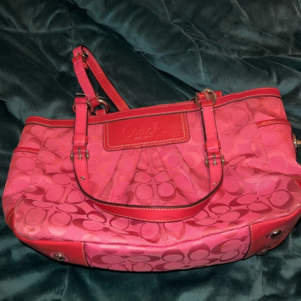 Coach Pink Shoulder Bag with Signature Design
